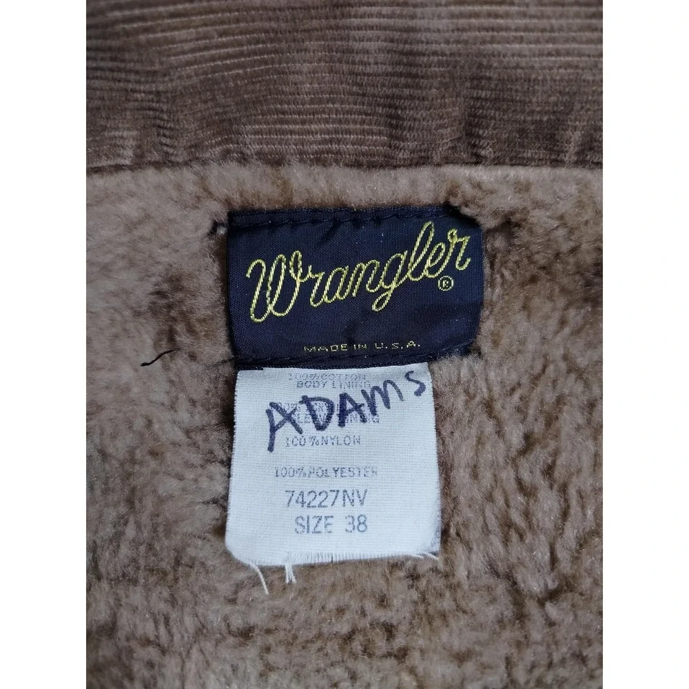 Vintage Wrangler Jacket Mens 38 Blue Denim Sherpa Lined Bomber Western 80s Rodeo